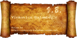 Vinkovics Balambér névjegykártya